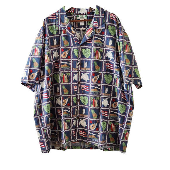 Two Palms Men's size 3XL Hawaiian Casual Vacation Shirt Coastal Hawaiian Print - Picture 1 of 4